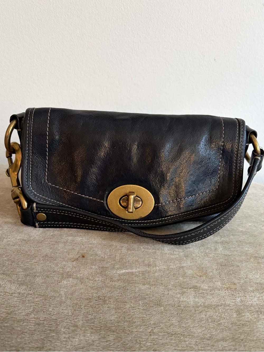 Coach Legacy Ergo Flap 65th Anniversary with Multicolored Striped Satin Lining